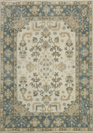 Ivory Wool Oushak Indian Area Rug 9x12