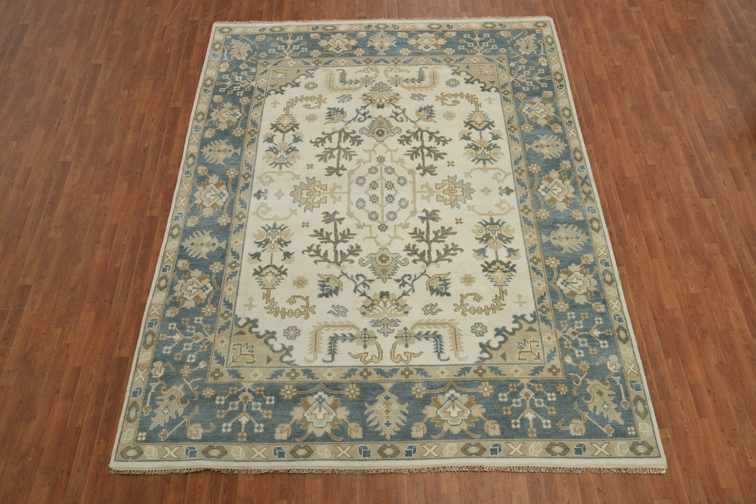Ivory Wool Oushak Indian Area Rug 9x12