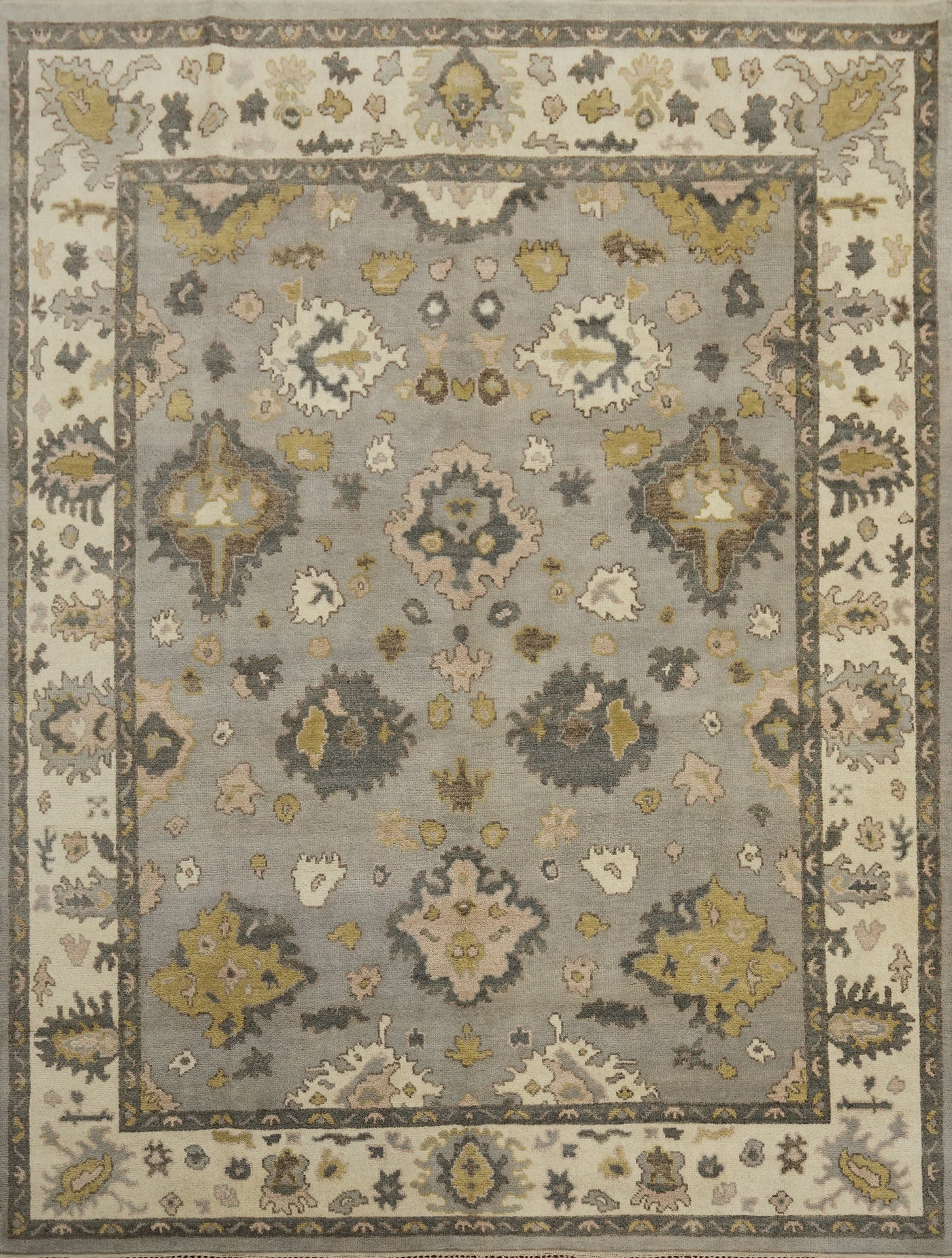 Gray Floral Oushak Indian Area Rug 8x10