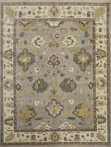 Gray Floral Oushak Indian Area Rug 8x10