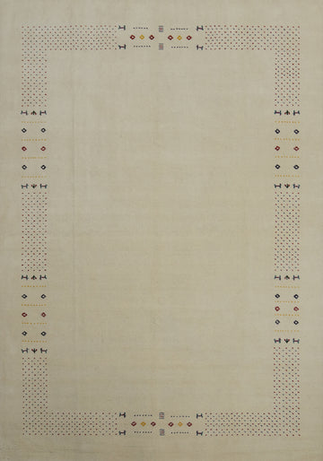 Ivory Wool Tribal Gabbeh Oriental Area Rug 8x12