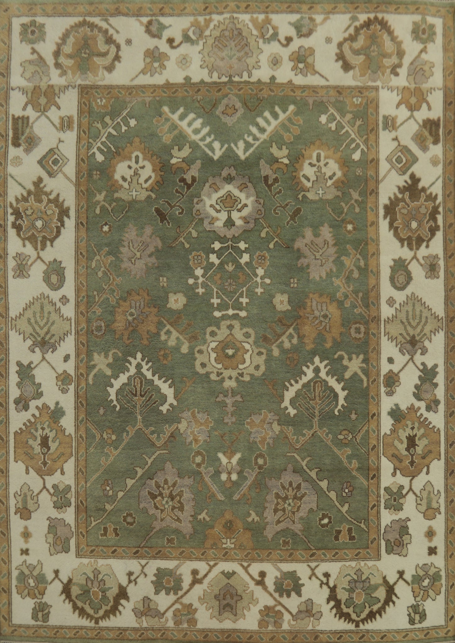 Handmade Green Oushak Indian Area Rug 9x12