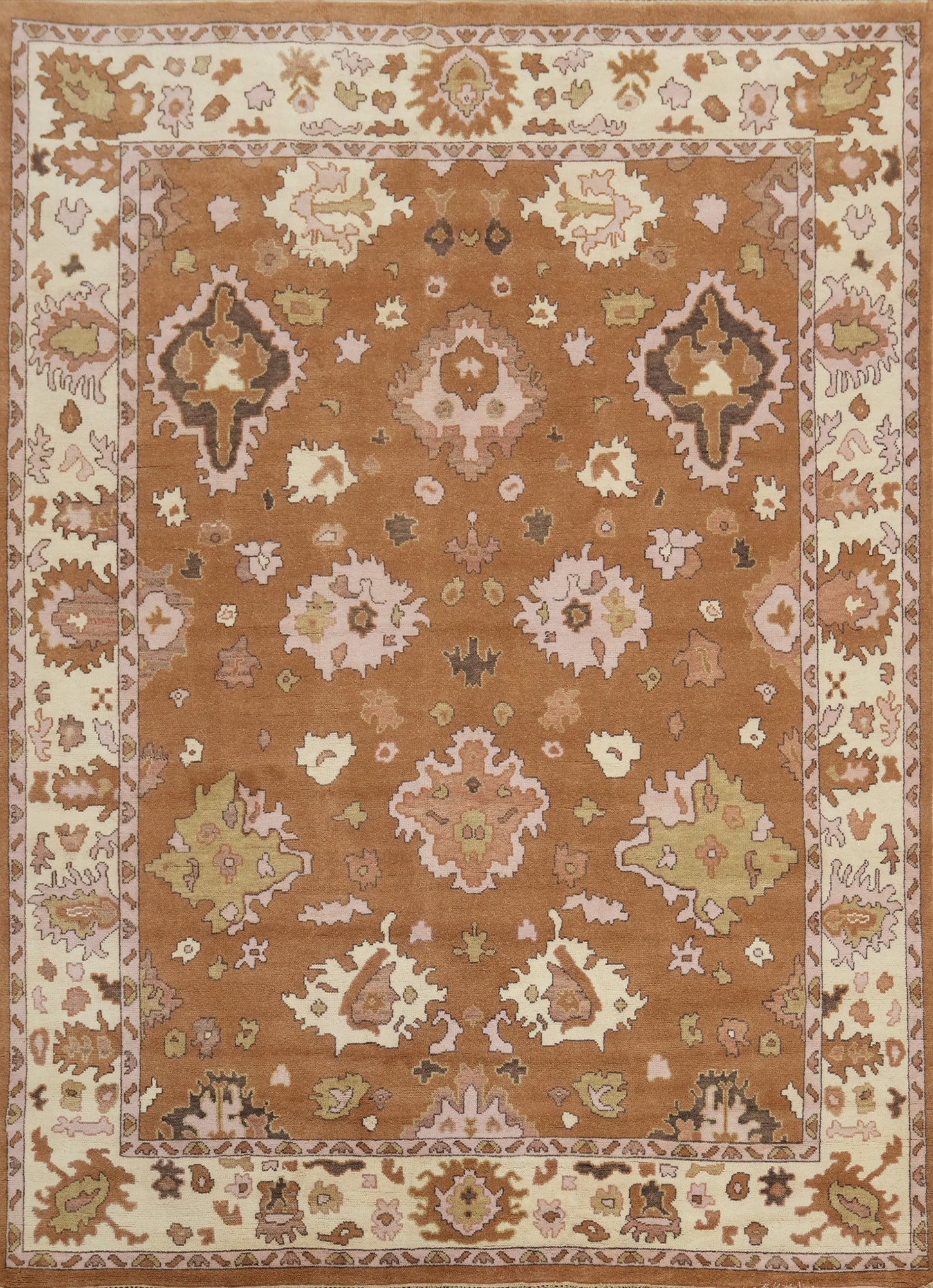 All-Over Wool Floral Oushak Indian Area Rug 9x12