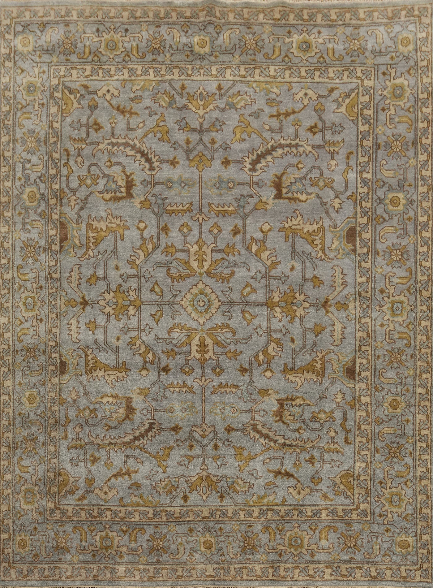All-Over Gray Oushak Indian Area Rug 8x10