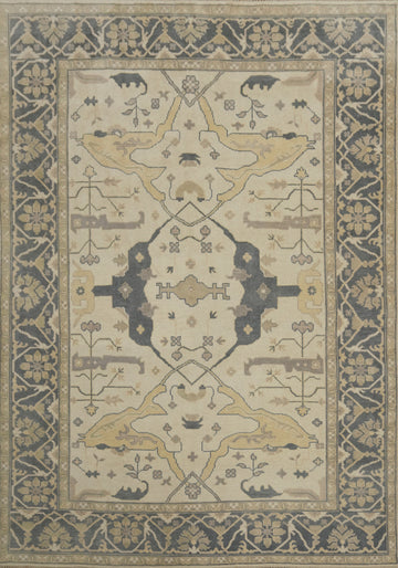 Earth Tone Wool Oushak Indian Area Rug 9x12