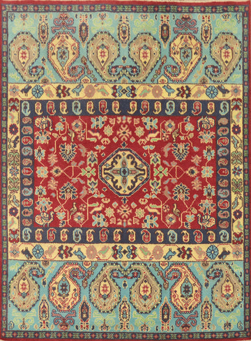 Handmade Red Wool Kazak Indian Area Rug 8x10