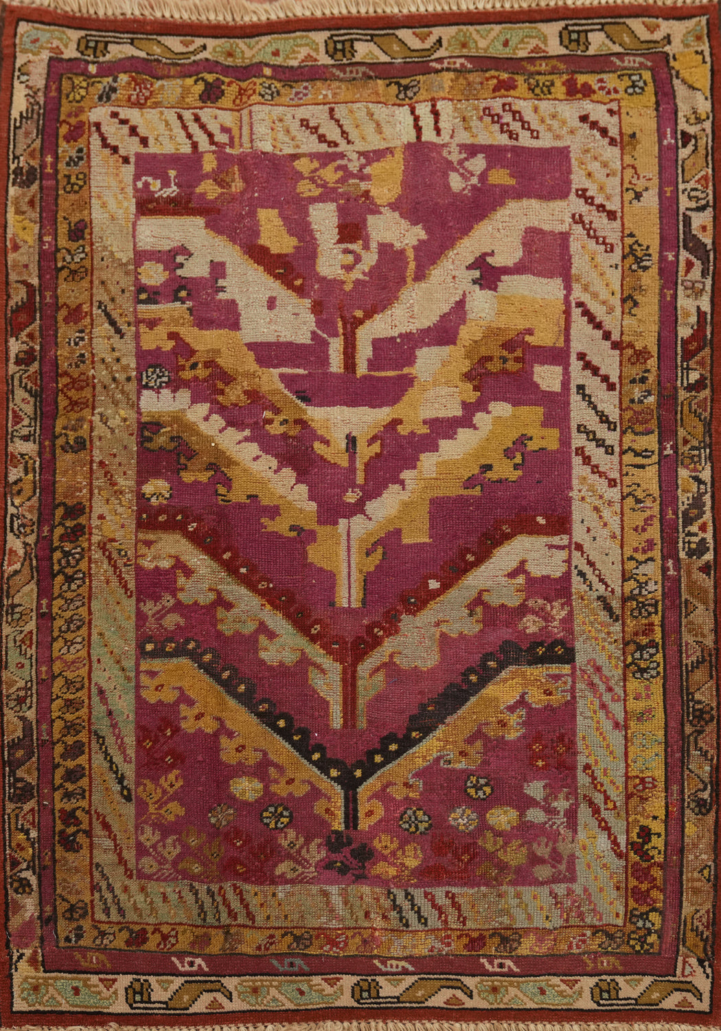 Antique Vegetable Dye Handmade Oushak Turkish Rug 3x4