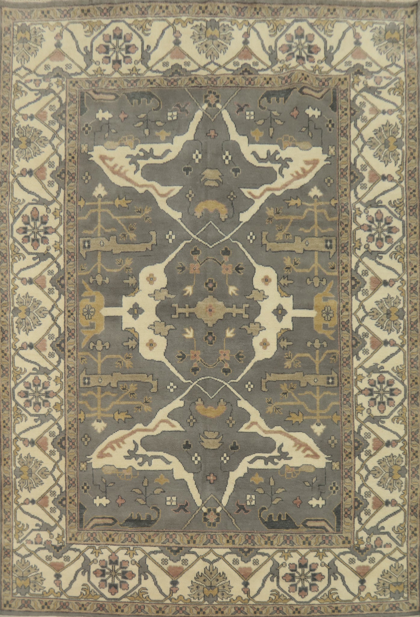 Handmade Gray Oushak Indian Area Rug 9x12