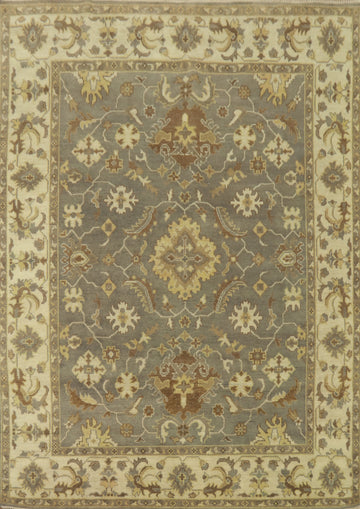 Gray Wool Floral Oushak Indian Area Rug 8x10