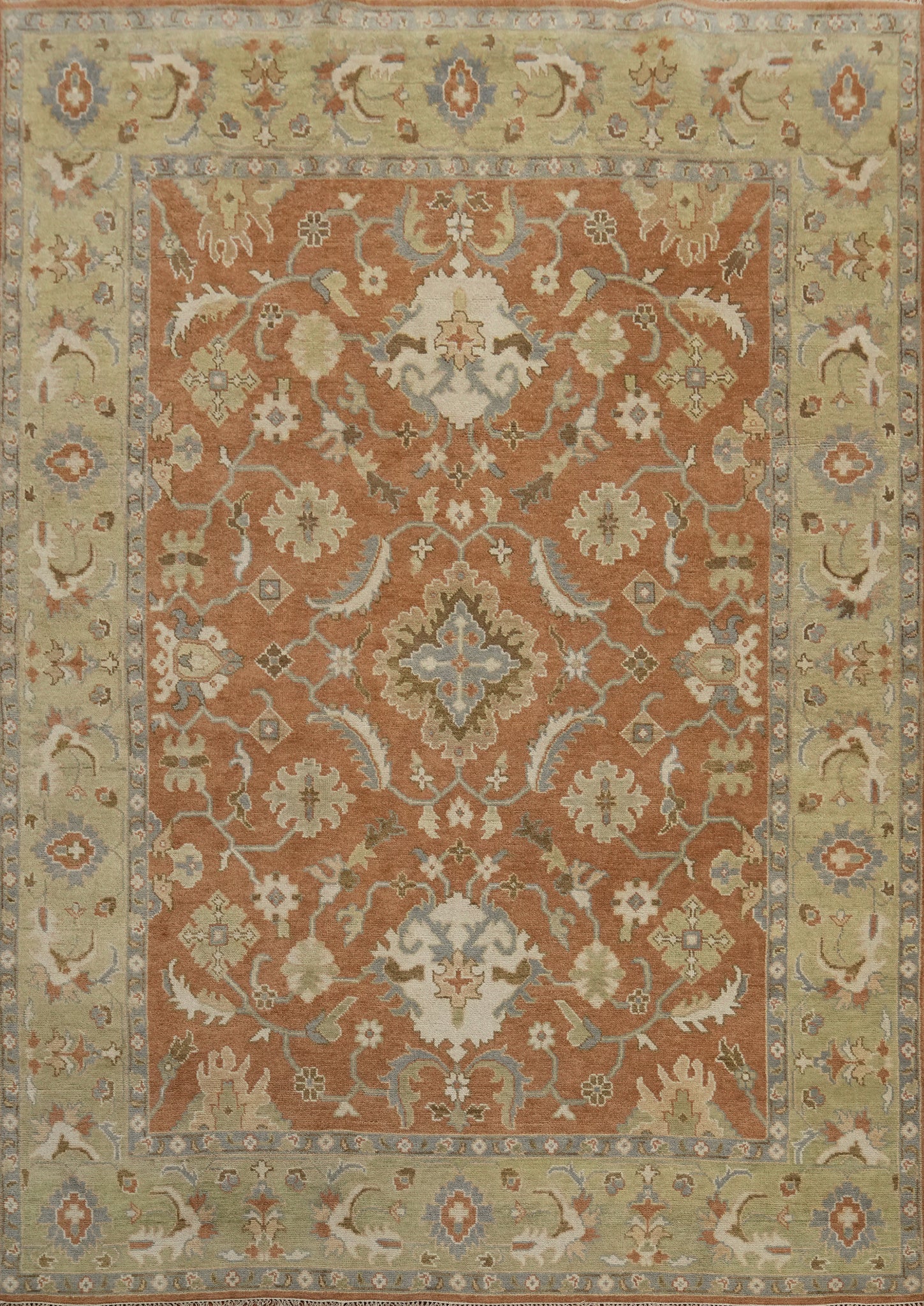 Floral Wool Orange Oushak Indian Area Rug 9x12
