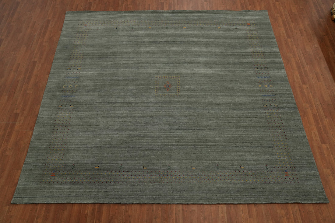 Square Wool Gabbeh Indian Area Rug 12x12
