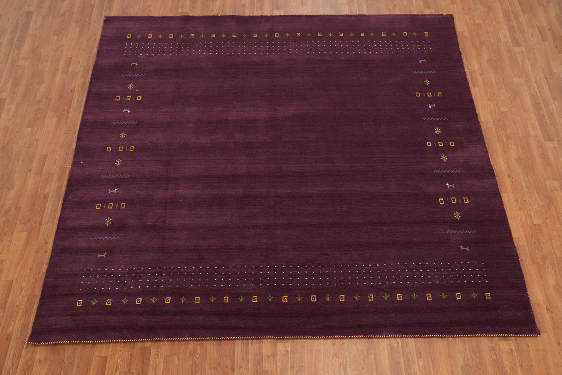 Purple Square Wool Gabbeh Indian Area Rug 10x10