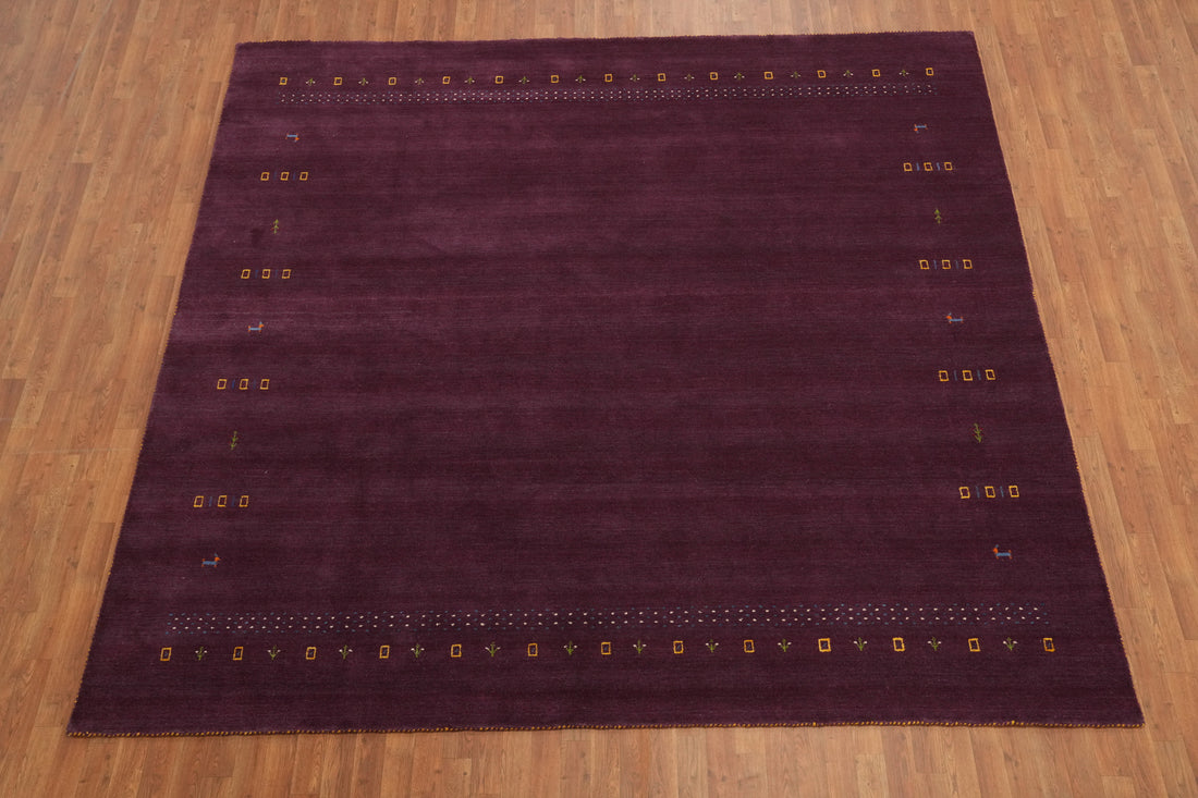 Tribal Purple Wool Gabbeh Square Area Rug 10x10