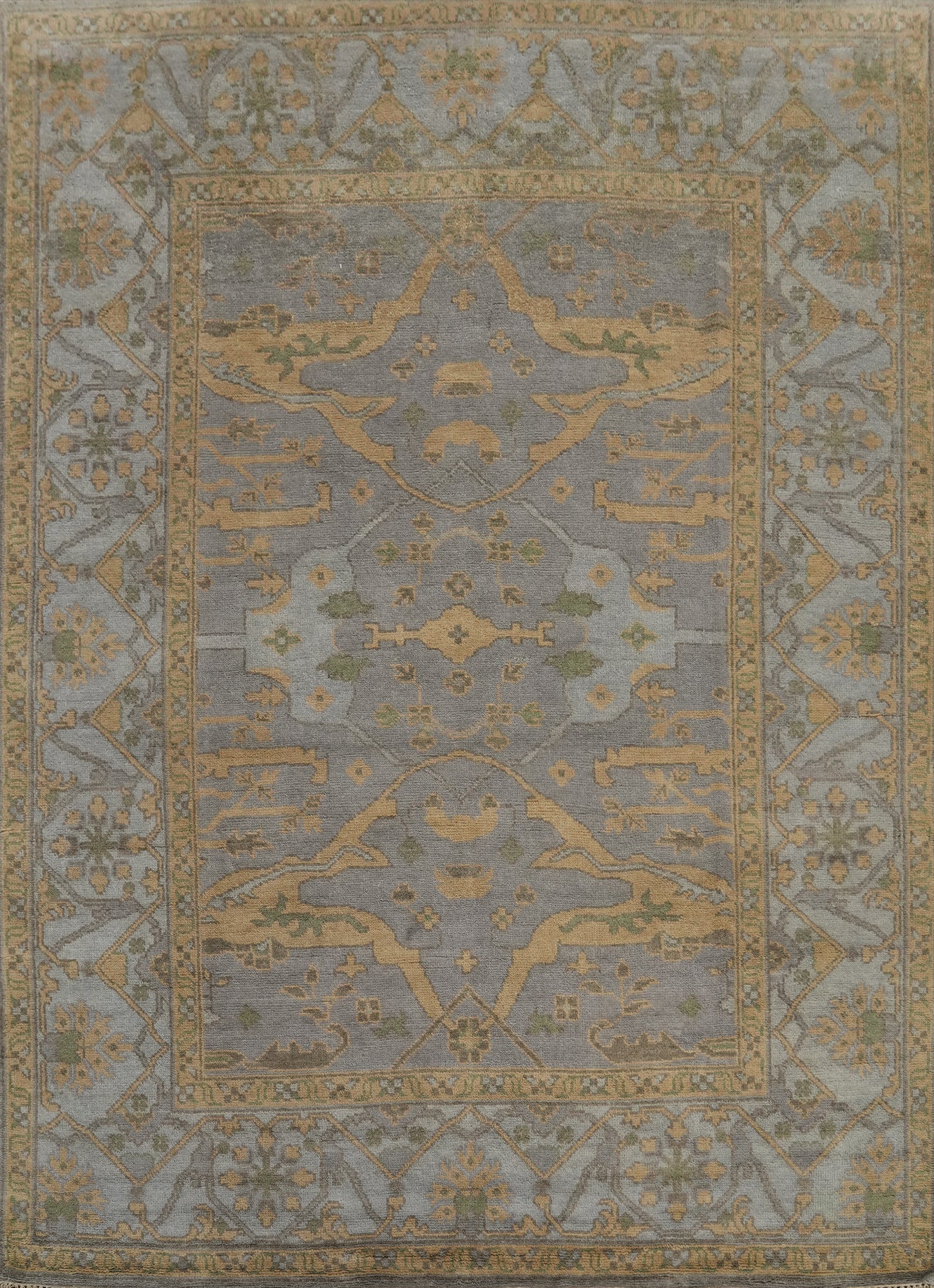 All-Over Gray Wool Oushak Indian Area Rug 8x10