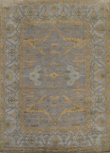 All-Over Gray Wool Oushak Indian Area Rug 8x10