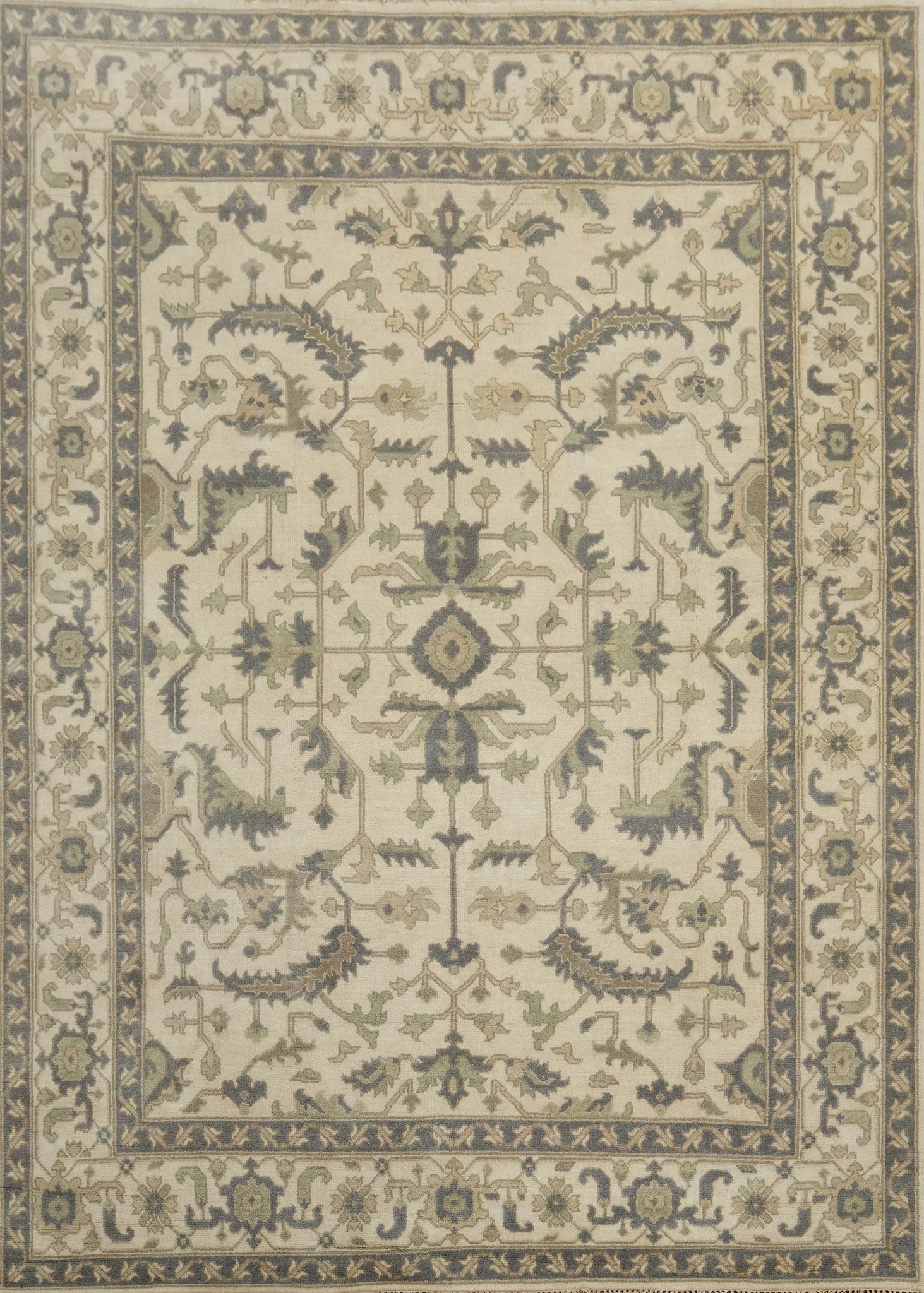 All-Over Floral Wool Oushak Indian Area Rug 9x12