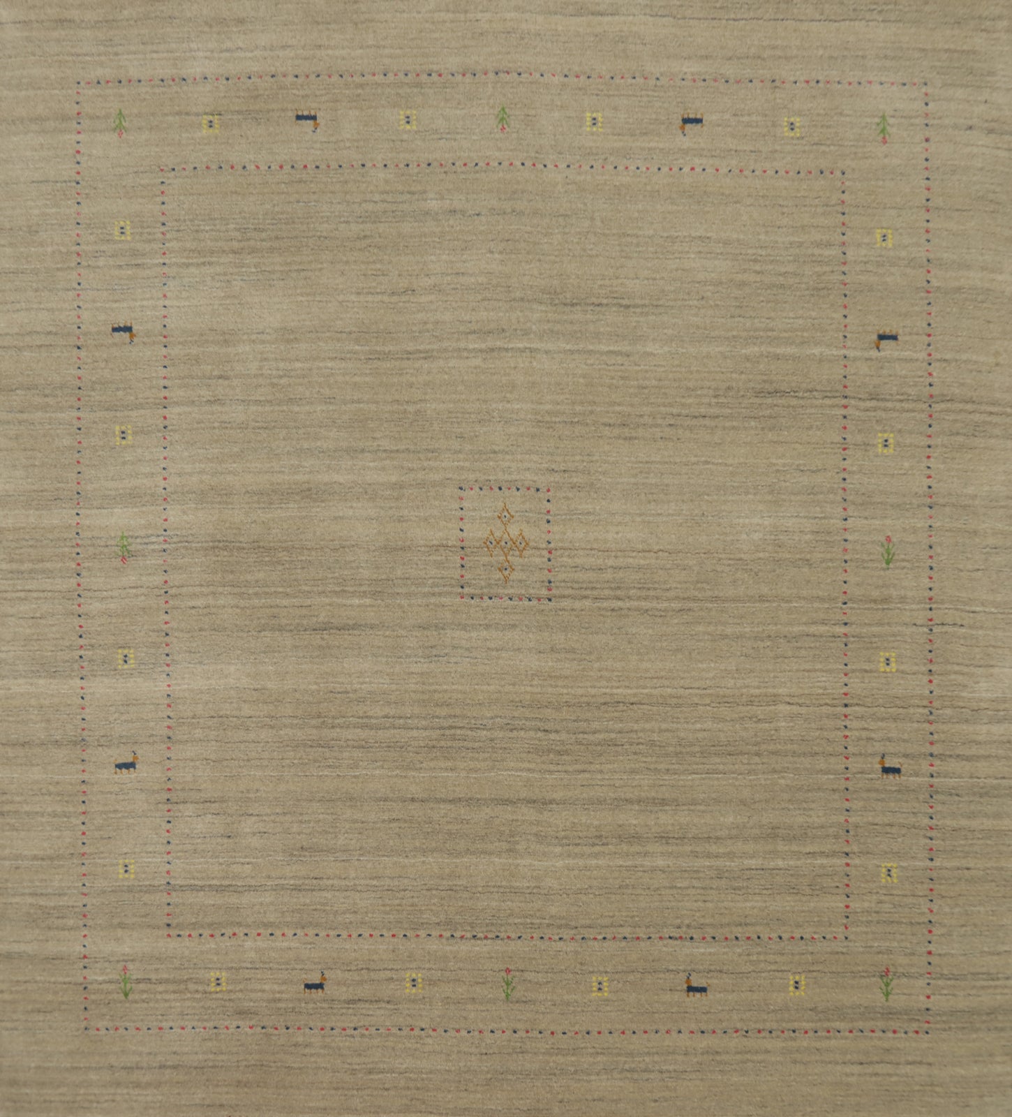 Camel Wool Indian Gabbeh Square Area Rug 8x8
