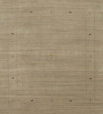Camel Wool Indian Gabbeh Square Area Rug 8x8