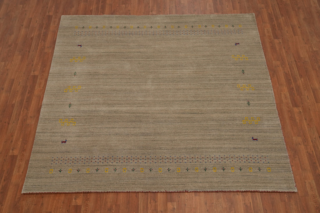 Brown Wool Tribal Gabbeh Square Area Rug 8x8
