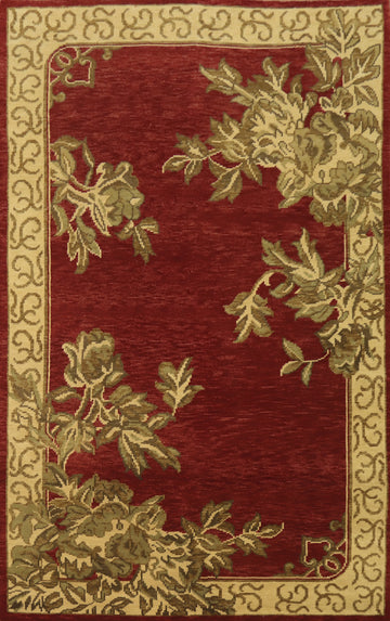 Red Floral Indian Area Rug 6x10