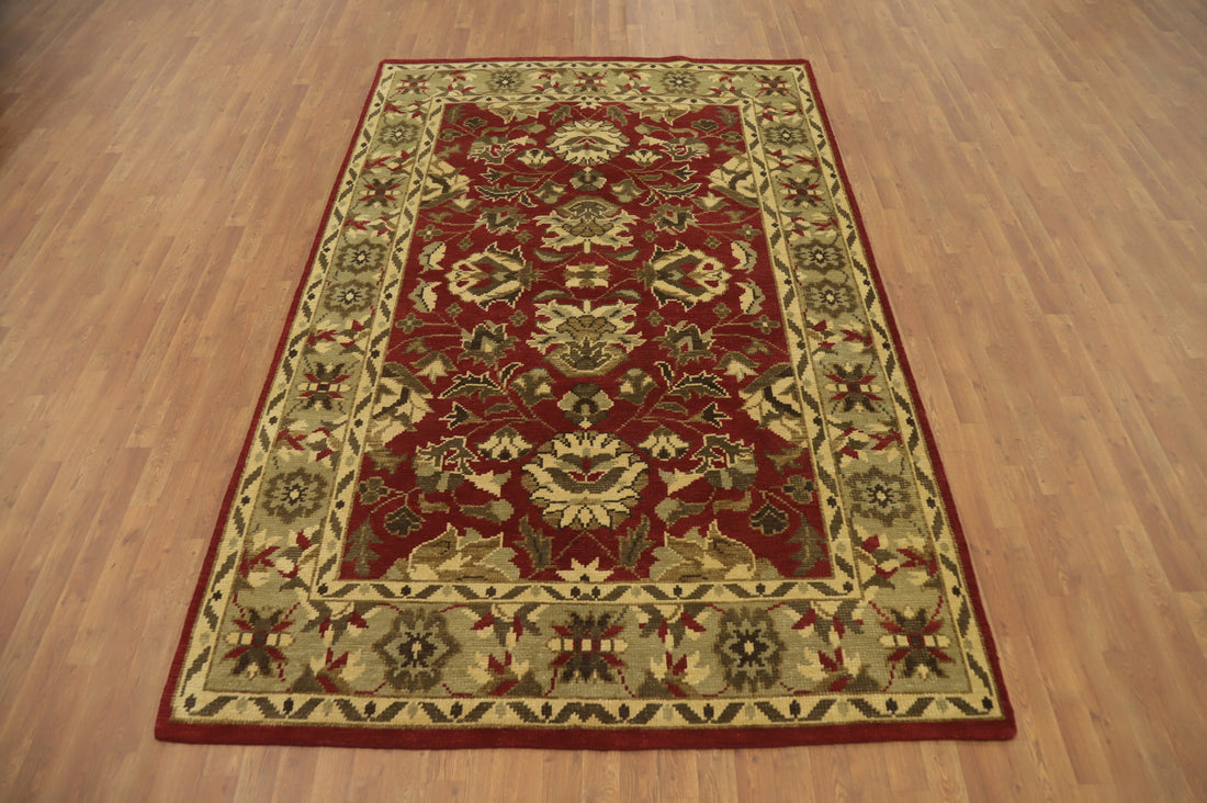 Red Floral Indian Area Rug 6x10