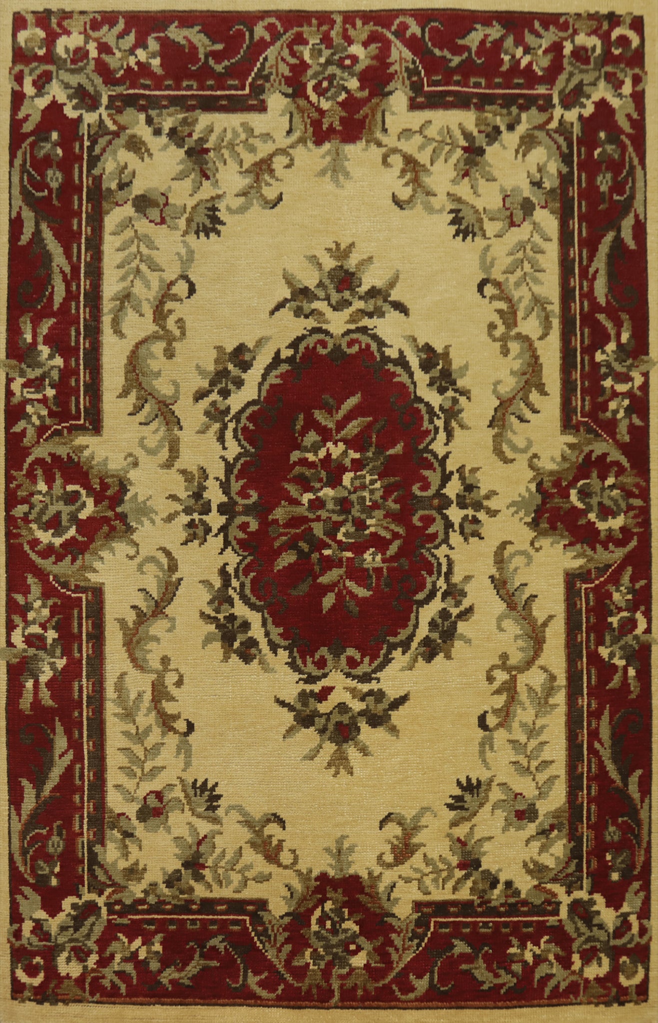 Victorian Style Floral Indian Area Rug 7x10