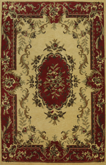 Victorian Style Floral Indian Area Rug 7x10