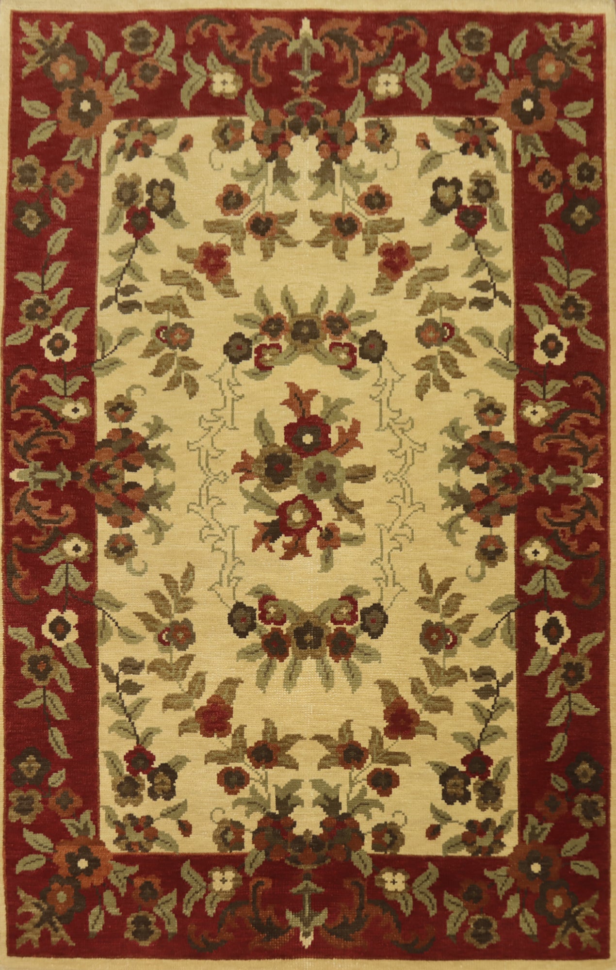All-Over Floral Handmade Area Rug 6x10