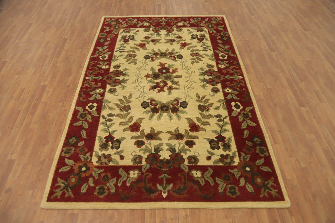 All-Over Floral Handmade Area Rug 6x10