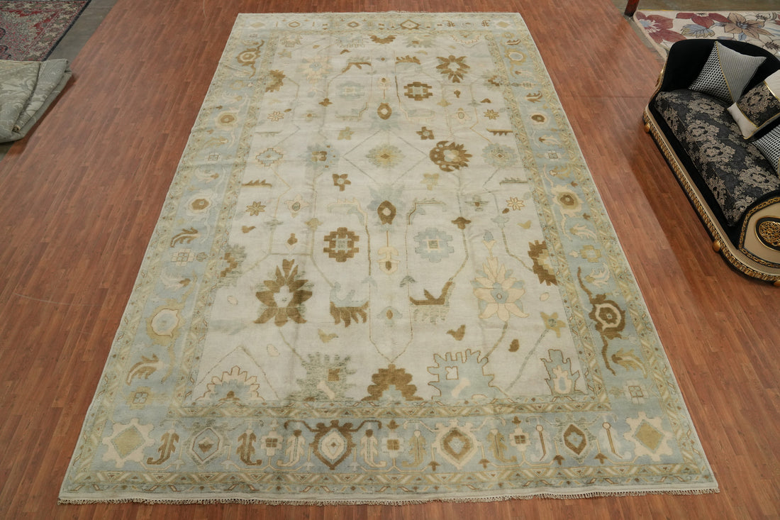 Earth Tone Wool Oushak Handmade Large Rug 13x21