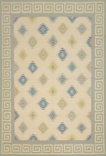 Geometric Flat Weave Kilim Durrie Area Rug 9x12