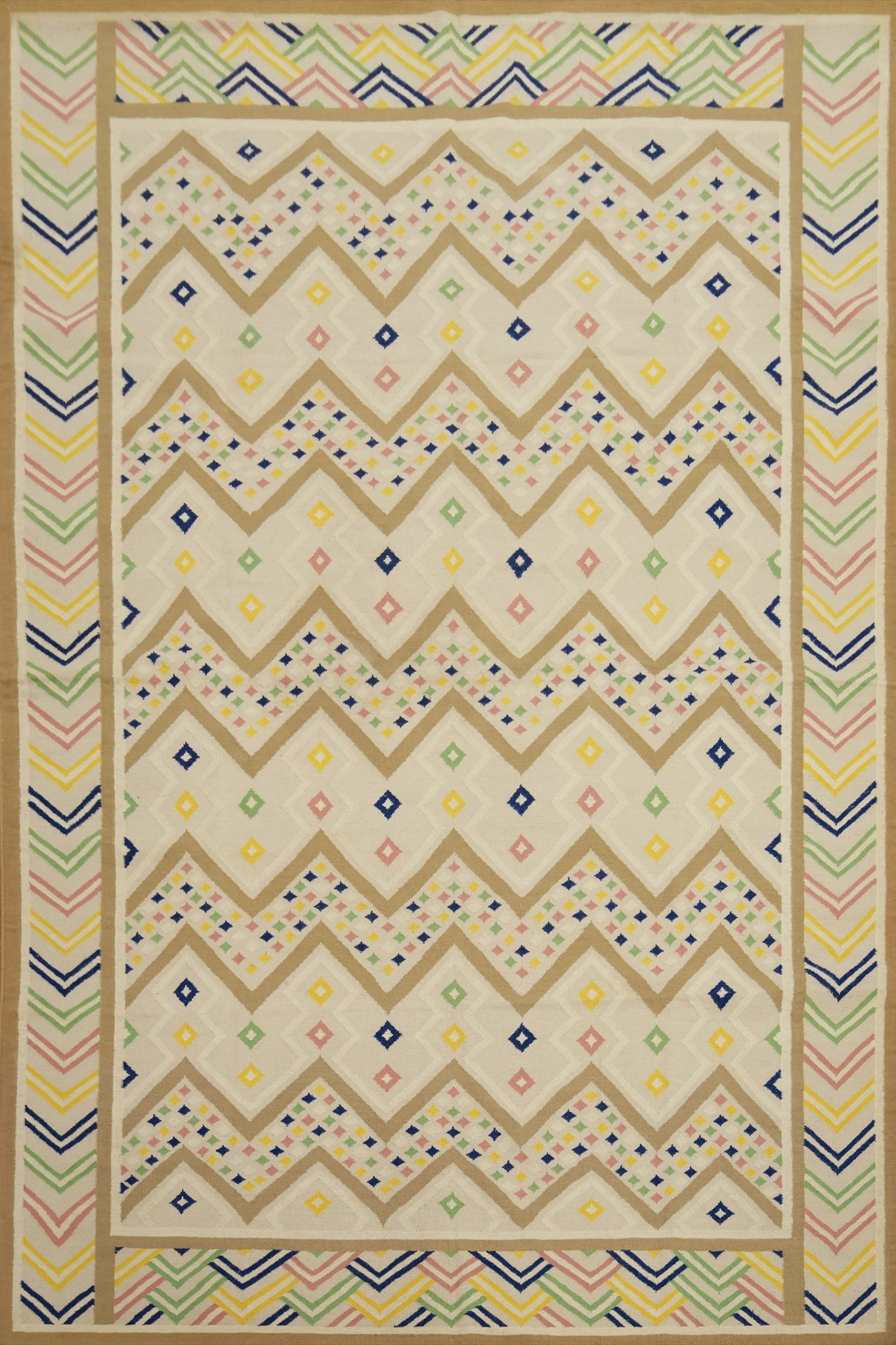 Geometric Flat Weave Kilim Durrie Area Rug 9x12