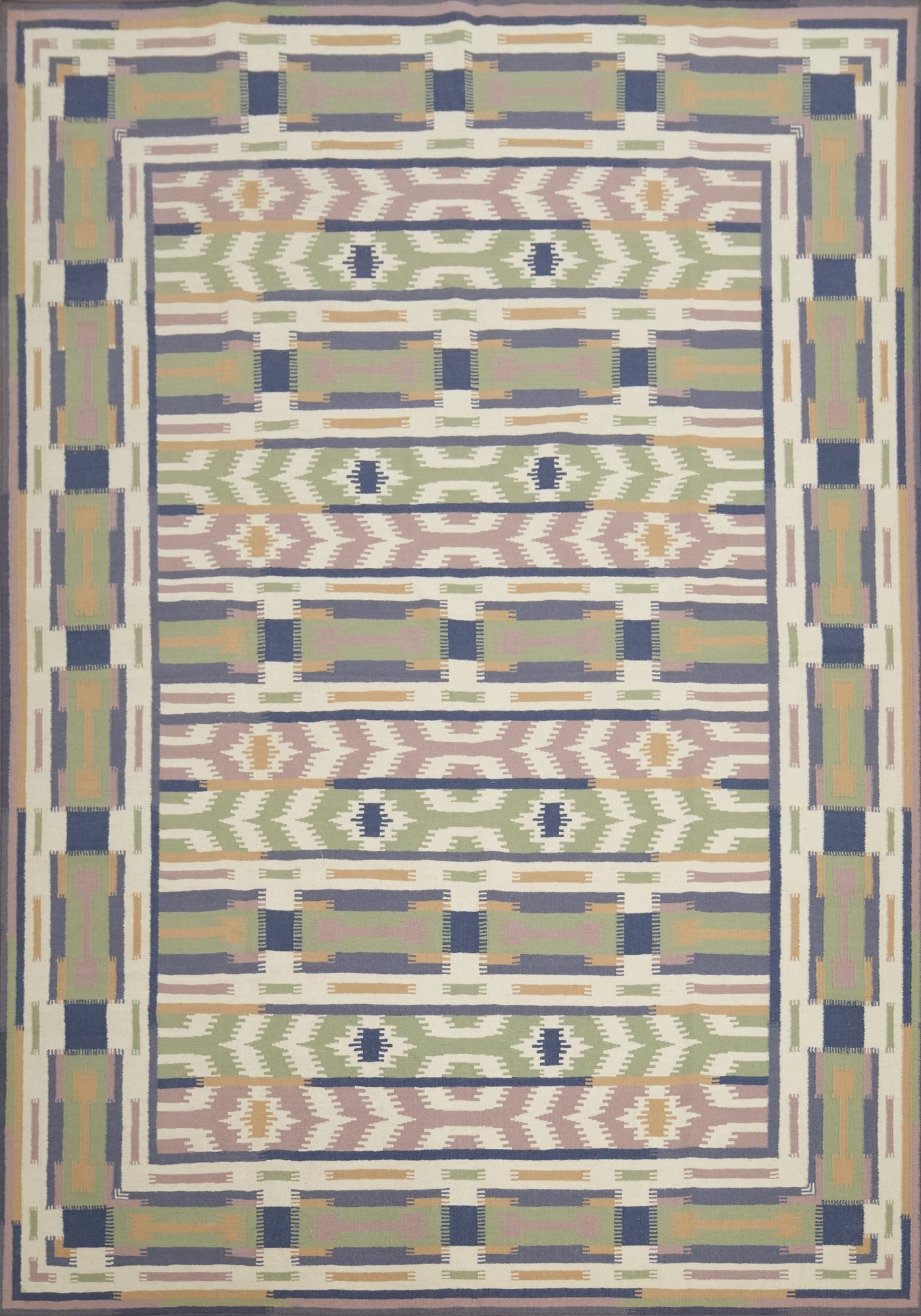 Geometric Flat Weave Kilim Durrie Area Rug 9x12