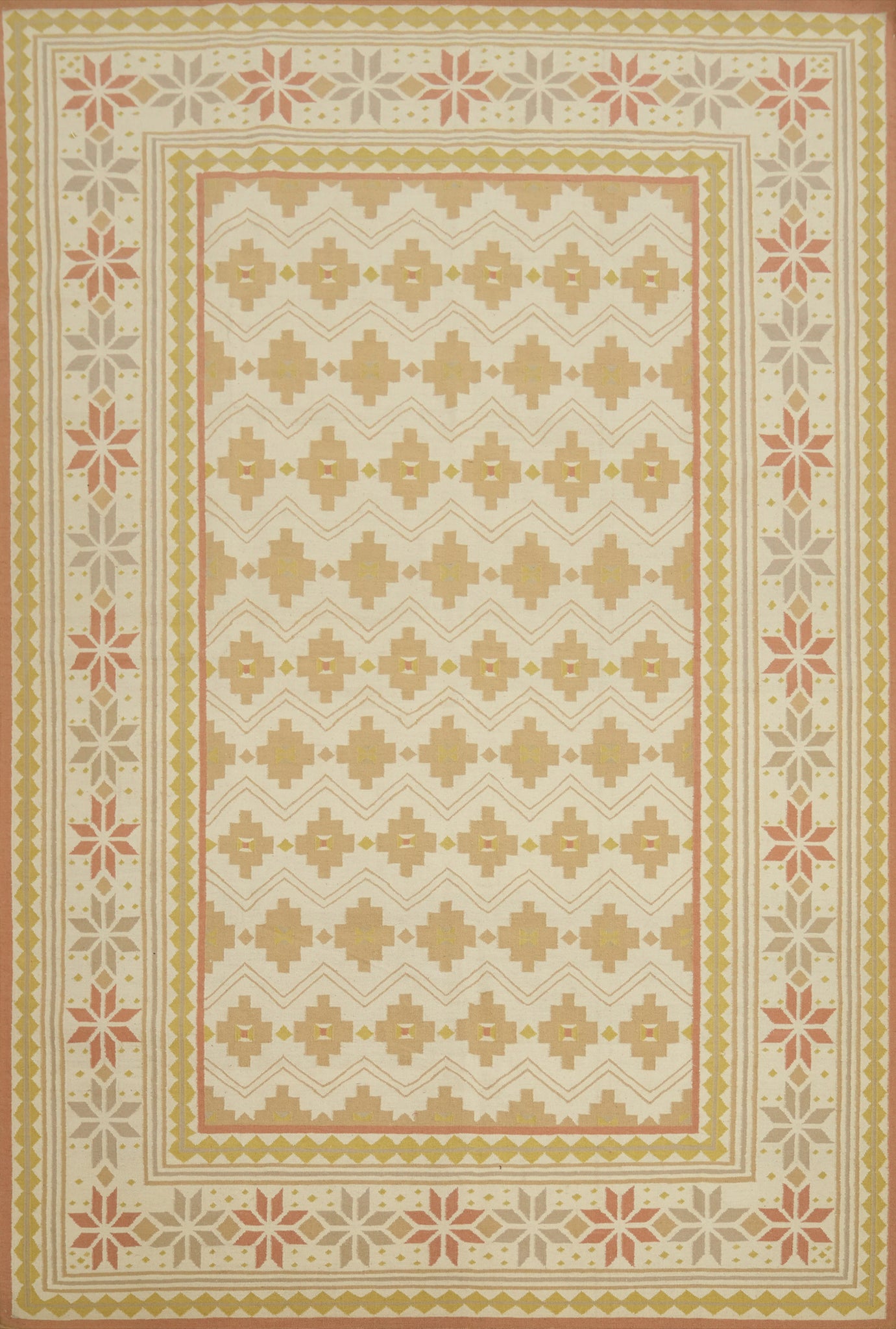 Flat Weave Kilim Durrie Geometric Area Rug 9x12