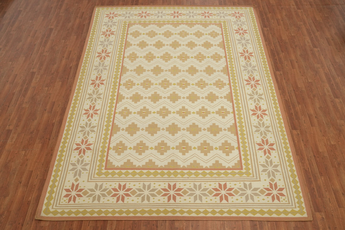 Flat Weave Kilim Durrie Geometric Area Rug 9x12
