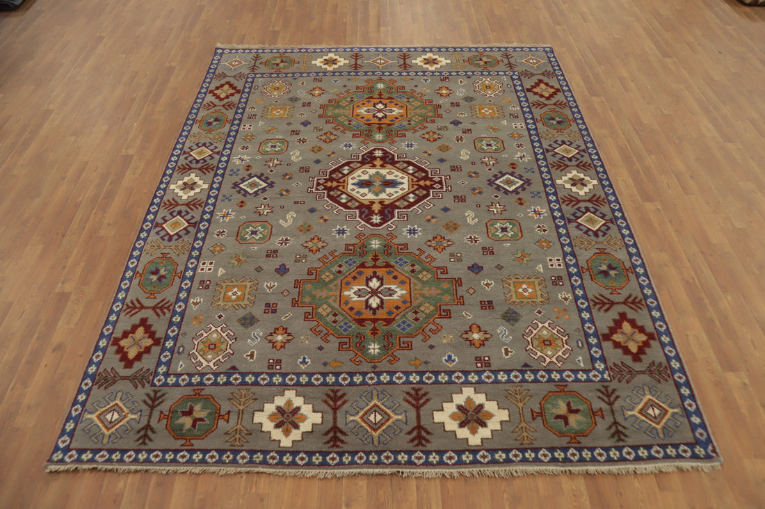 Geometric Wool Kazak Indian Area Rug 8x10