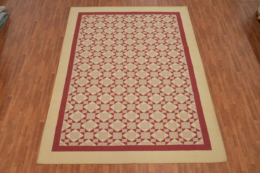 Flat Weave Geometric Kilim Durrie Area Rug 9x12