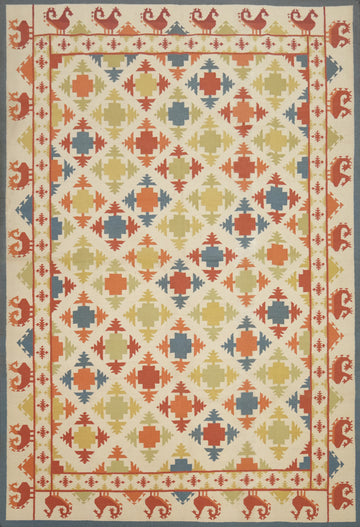 All-Over Geometric Kilim Flat Weave Area Rug 9x12