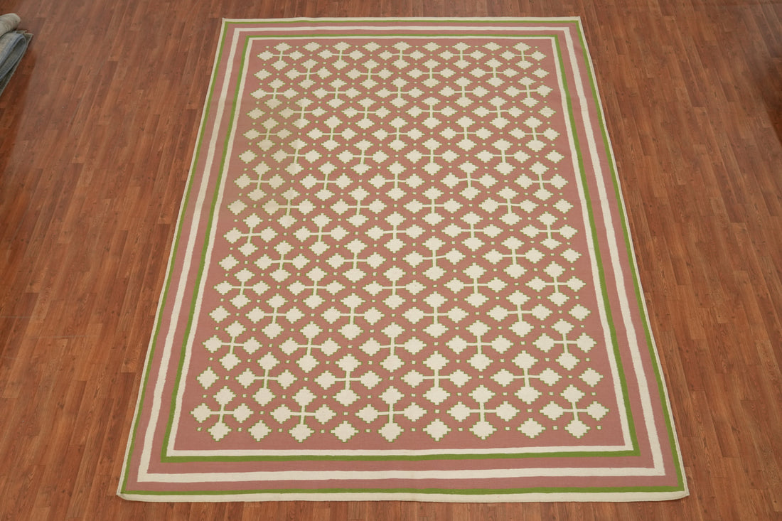 All-Over Geometric Flat Weave Kilim Durrie Area Rug 9x12