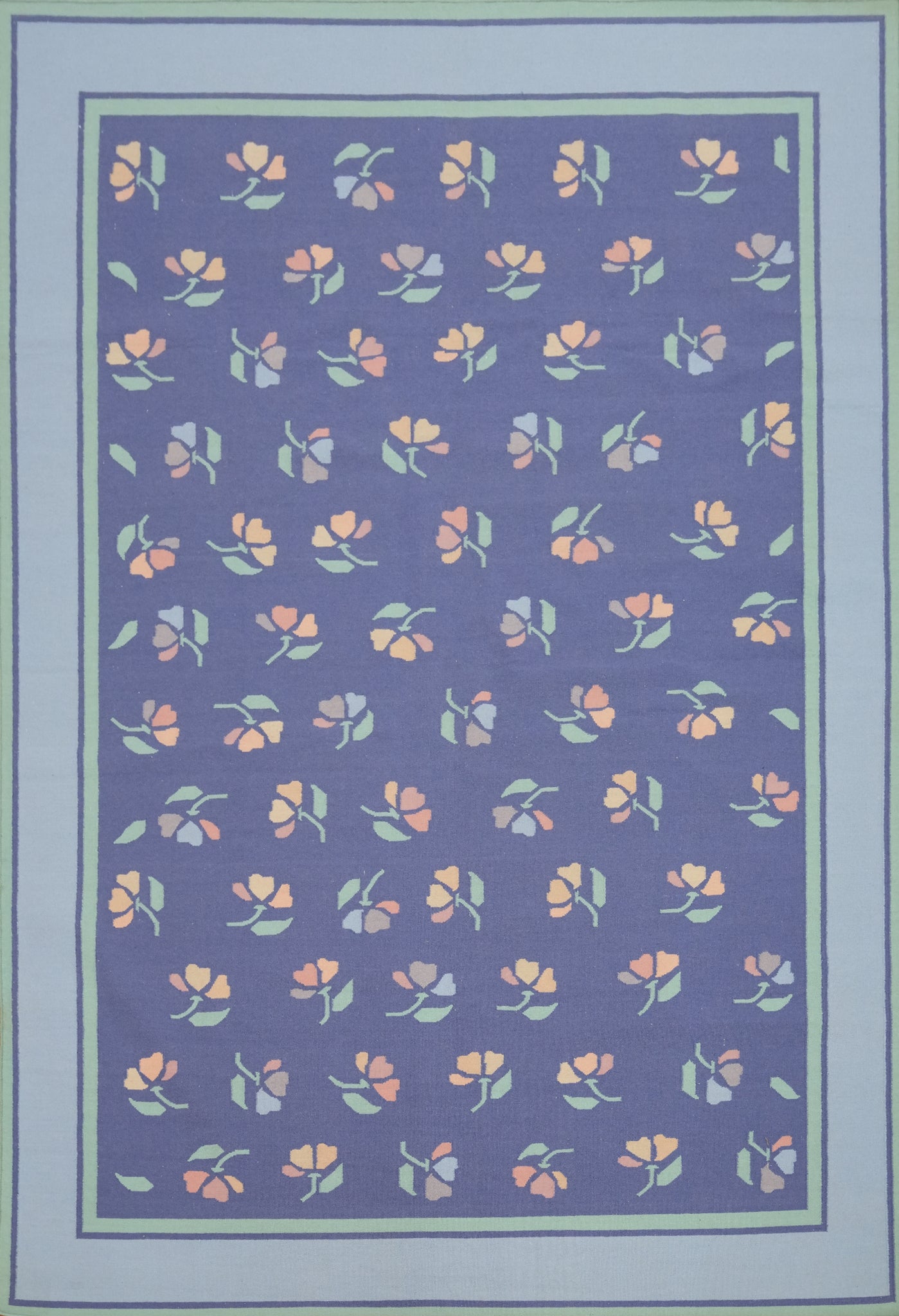 Floral Flat Weave Kilim Durrie Area Rug 9x12