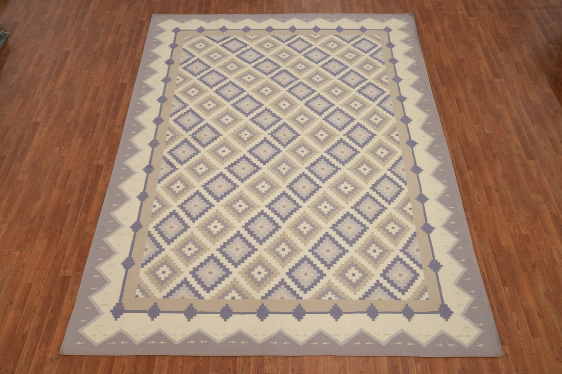 Geometric Flat Weave Kilim Durrie Area Rug 9x12