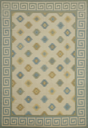 Nomad Flat Weave Kilim Durrie Geometric Area Rug 9x12