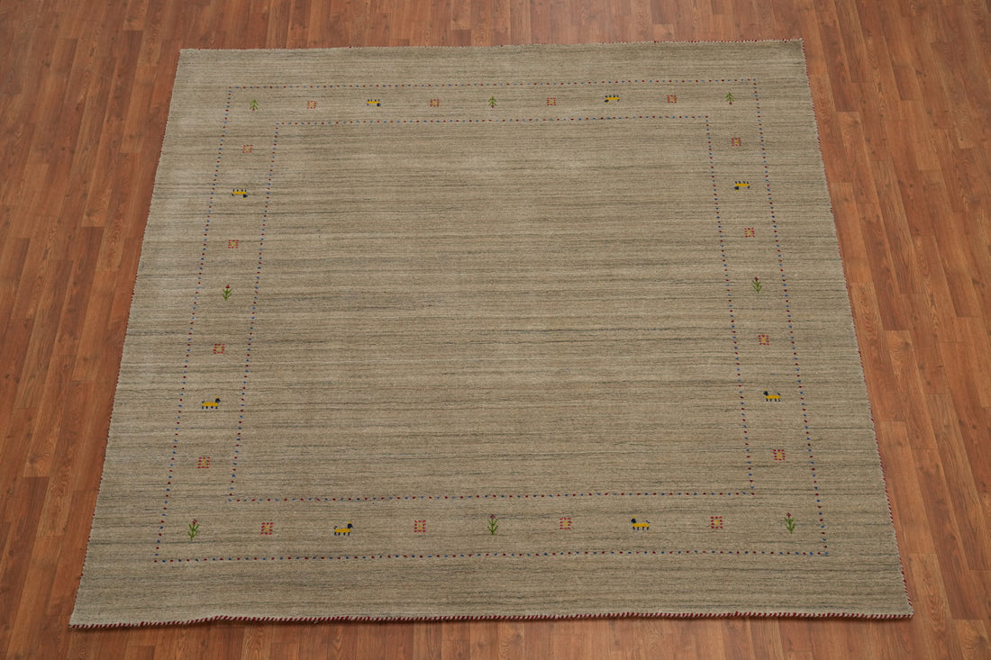 Camel Tribal Wool Gabbeh Square Area Rug 8x8