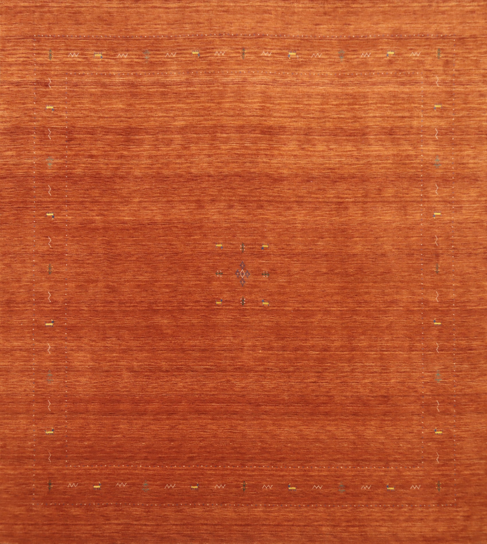 Orange Wool Gabbeh Square Wool Area Rug 12x12