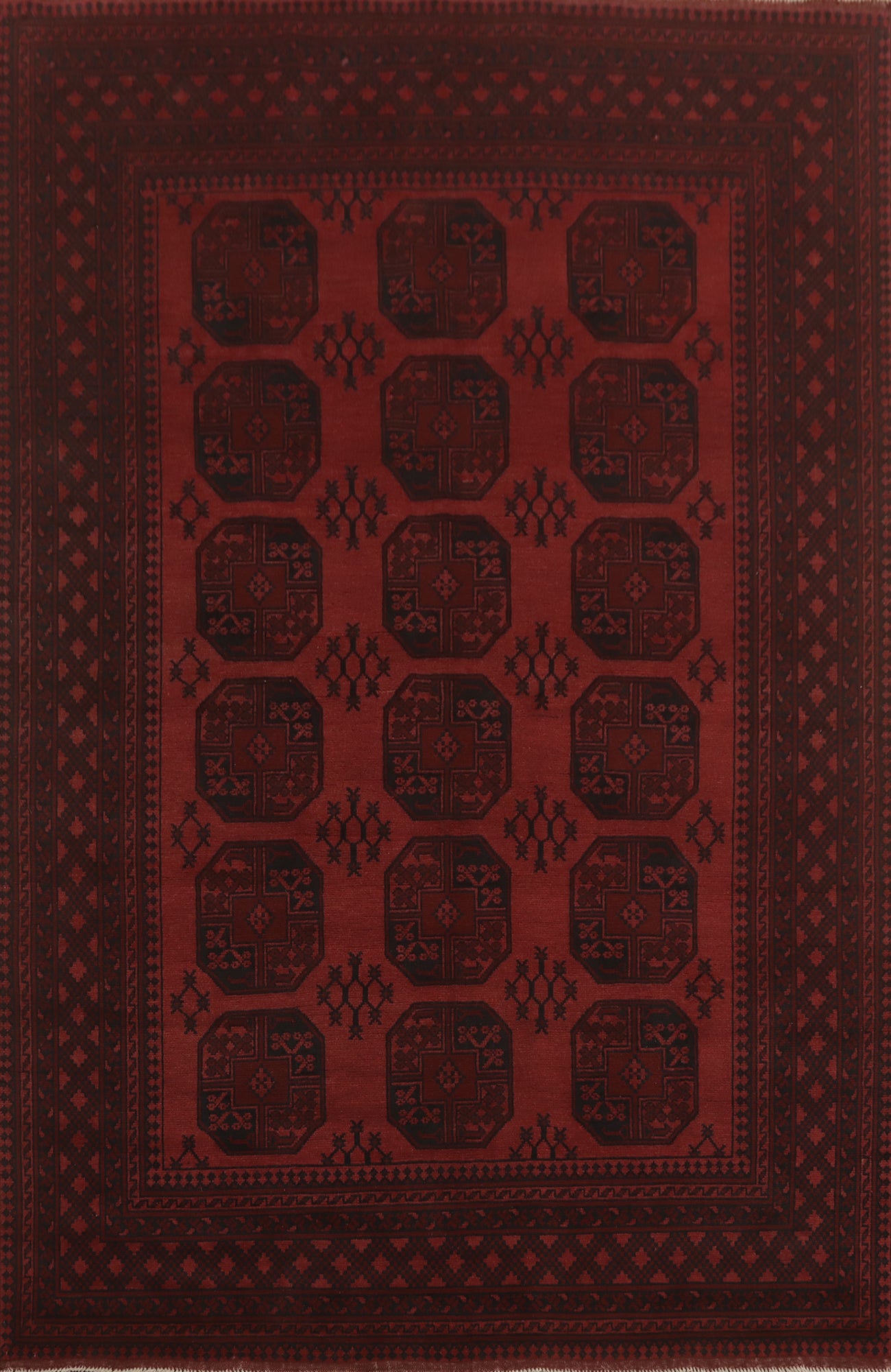 Elephant Foot Red Balouch Afghan Area Rug 7x10