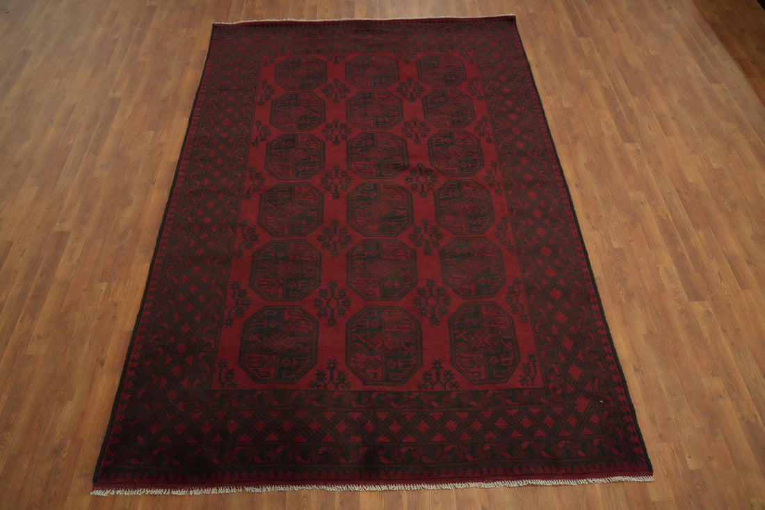 Elephant Foot Red Balouch Afghan Area Rug 6x10