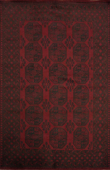 Elephant Foot Red Balouch Afghan Area Rug 6x10