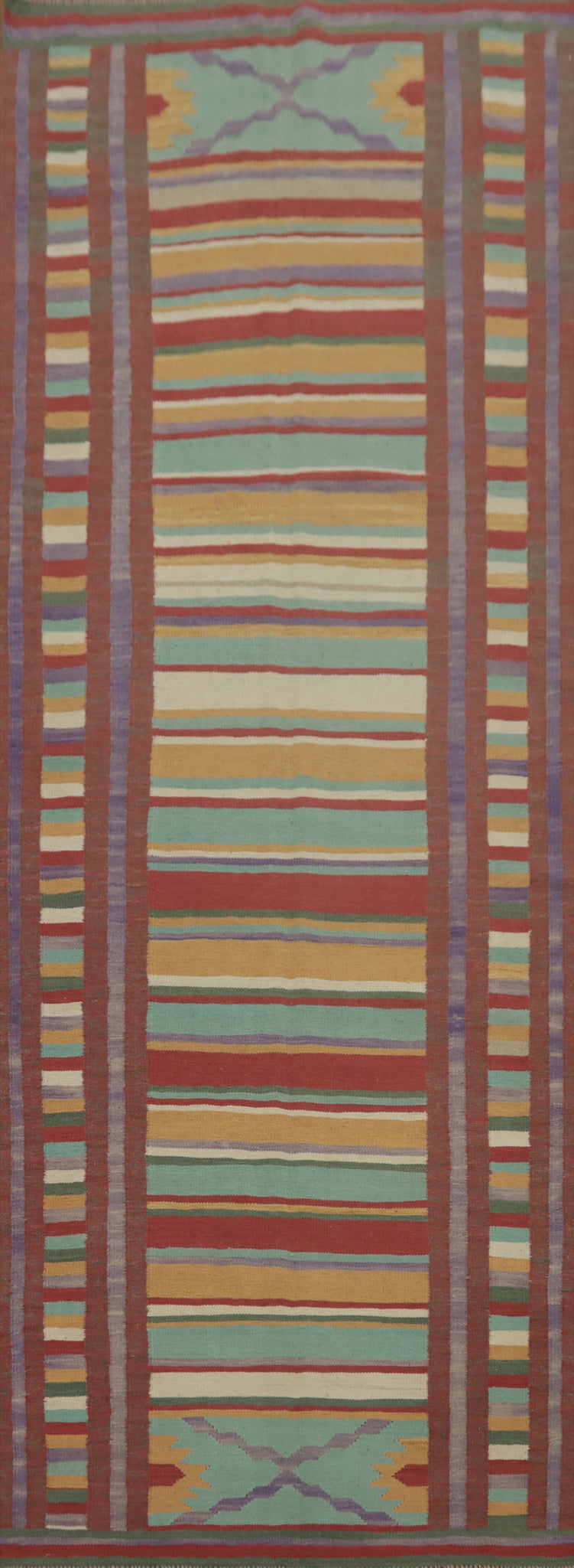 Striped Wool Kilim Oriental Runner Rug 4x12