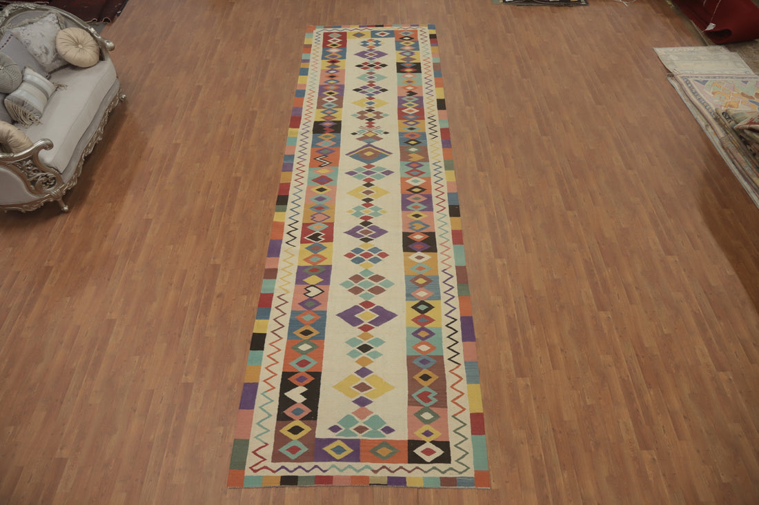 Geometric Wool Kilim Oriental Runner Rug 5x18