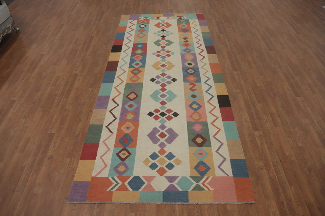 Geometric Wool Kilim Oriental Area Rug 5x11
